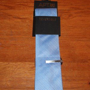 Men's Apt. 9 Necktie Reversible Tonal/Solid Blue w/ Tiebar
